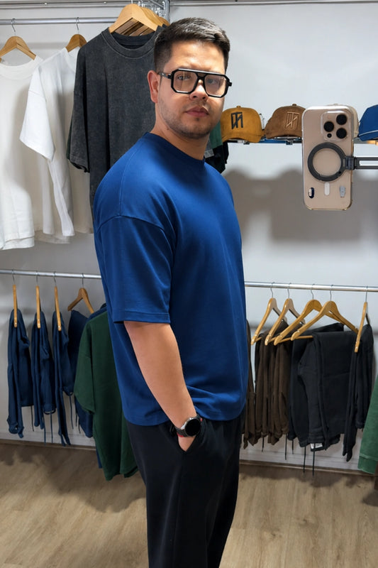 Polera Oversize High Cotton Premium - Azul