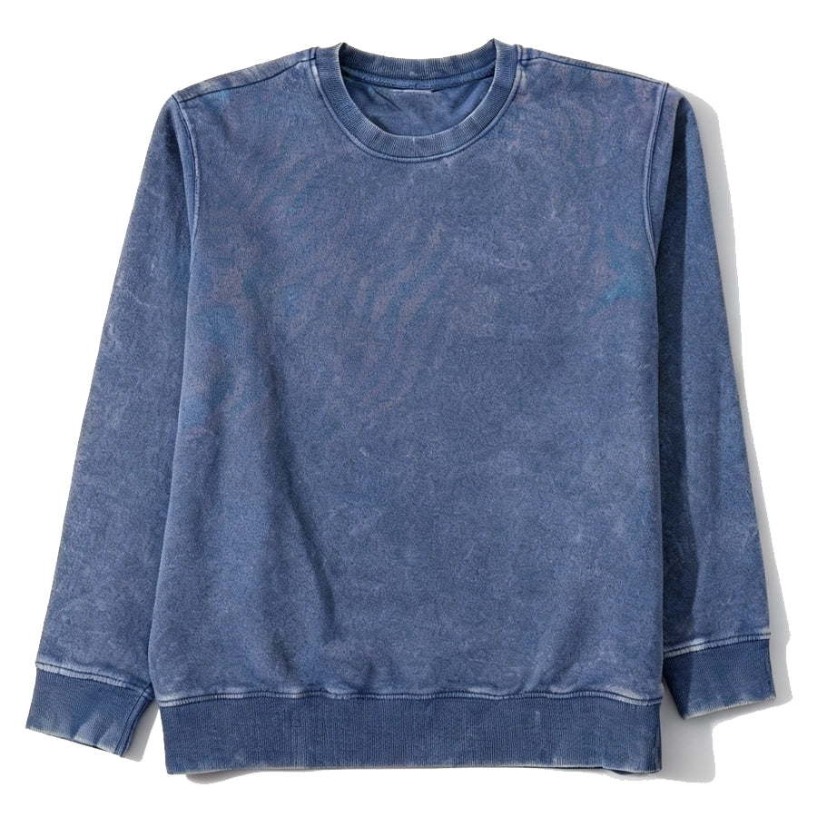 Polerón Azul Crewneck - Acid Wash Desgastado