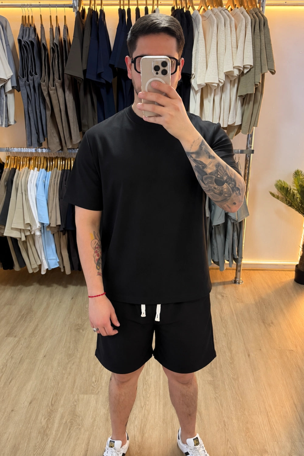 Conjunto Polera Texturizada - Negro