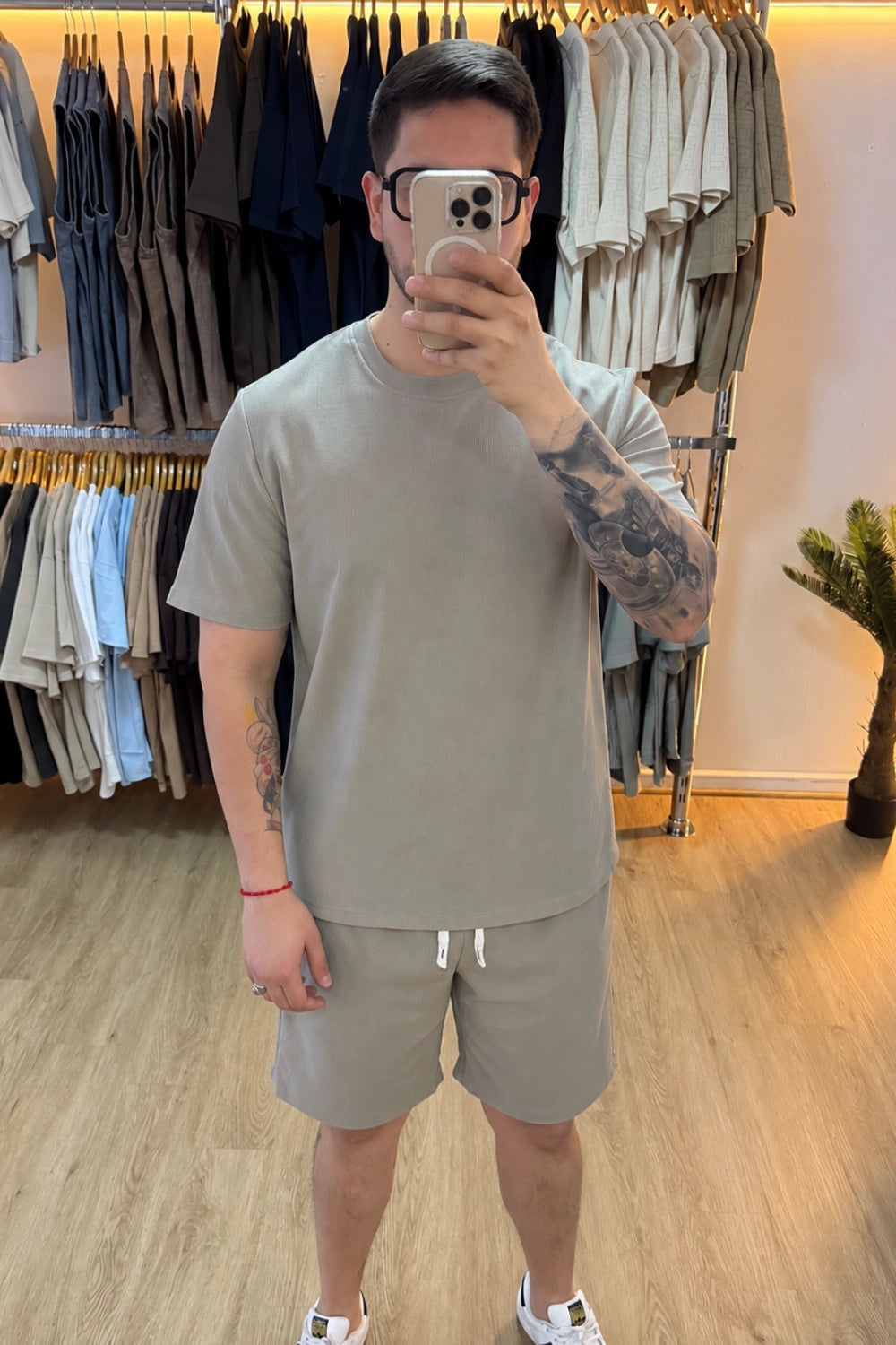 Conjunto Polera Texturizada - Gris