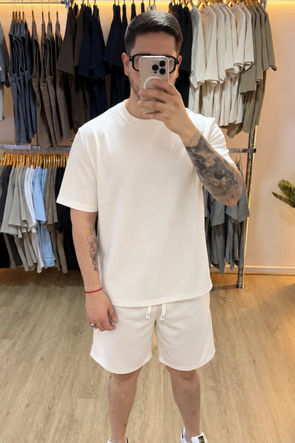 Conjunto Polera Texturizada - Crema