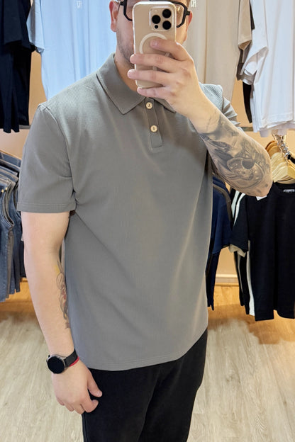 Polera cuello polo - Gris