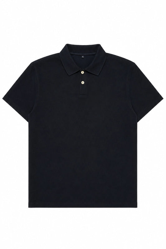 Polera cuello polo - Negro