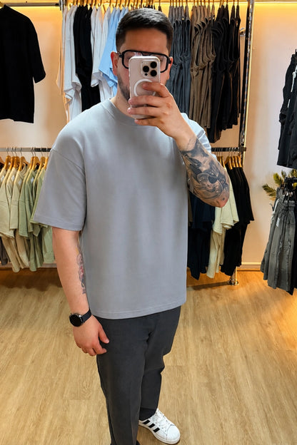 Polera Oversize High Cotton Premium - Plomo Plata