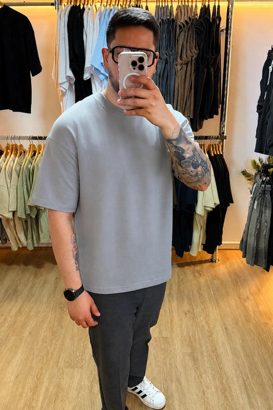 Polera Oversize High Cotton Premium - Plomo Plata