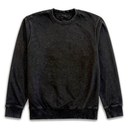 Polerón Negro Crewneck - Acid Wash Desgastado