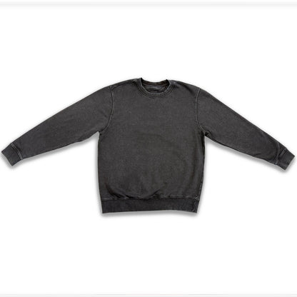Polerón Negro Crewneck - Acid Wash Desgastado