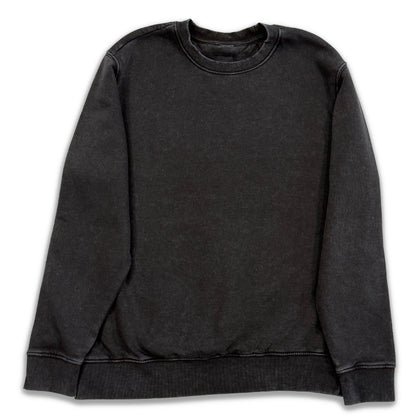 Polerón Negro Crewneck - Acid Wash Desgastado