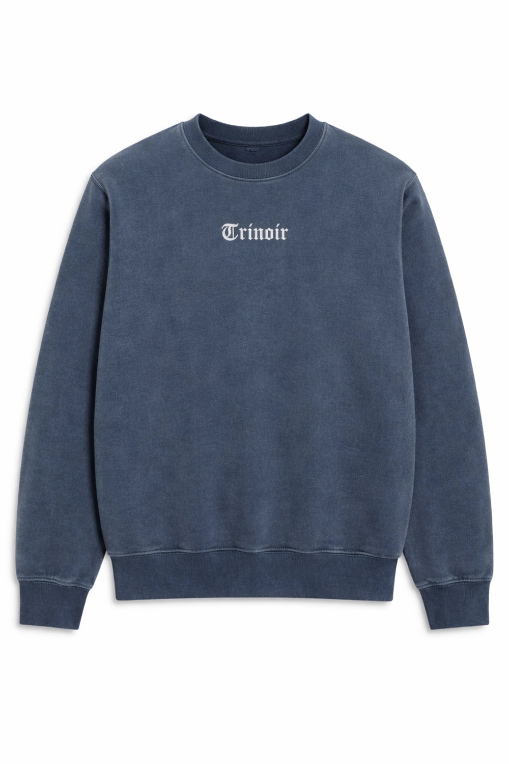 Polerón Azul Crewneck - Acid Wash Desgastado