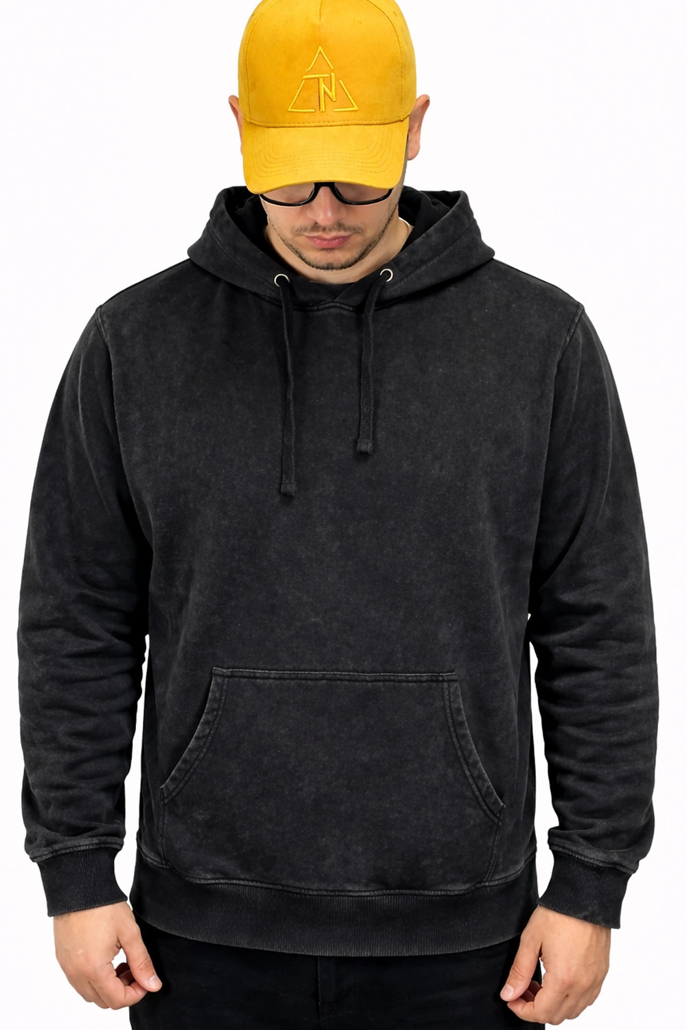 Polerón Hoodie Acid Wash - Negro
