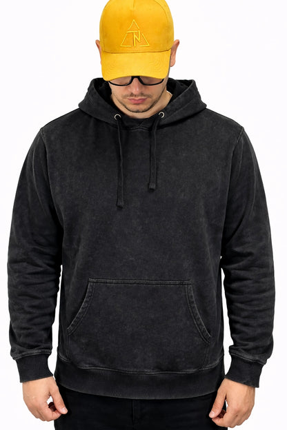 Polerón Hoodie Acid Wash - Negro