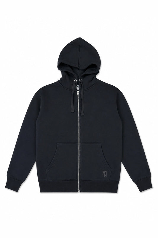 Poleron Hoodie con Cierre Heavy Cotton - Negro ⚠️LIQUIDACIÓN⚠️