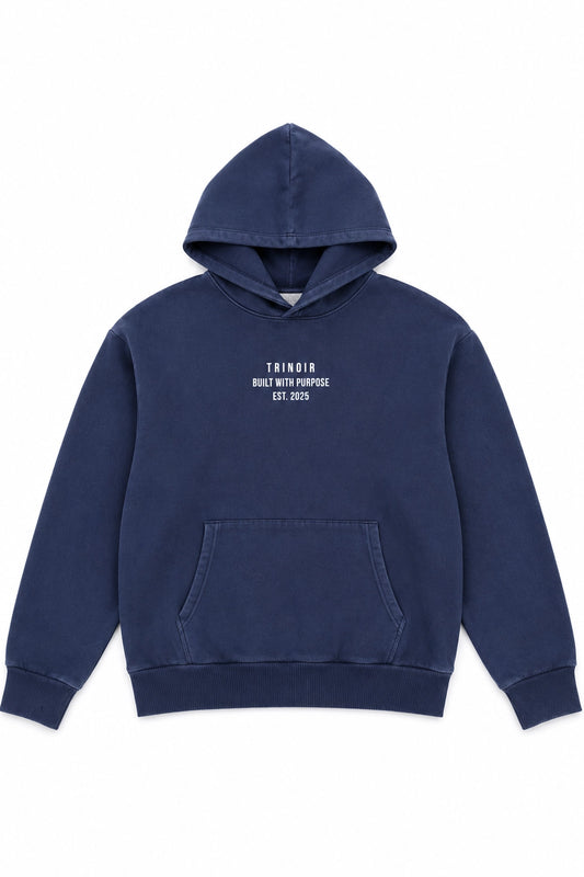 Polerón Hoodie Oversize Boxy Fit - Azul Desgastado
