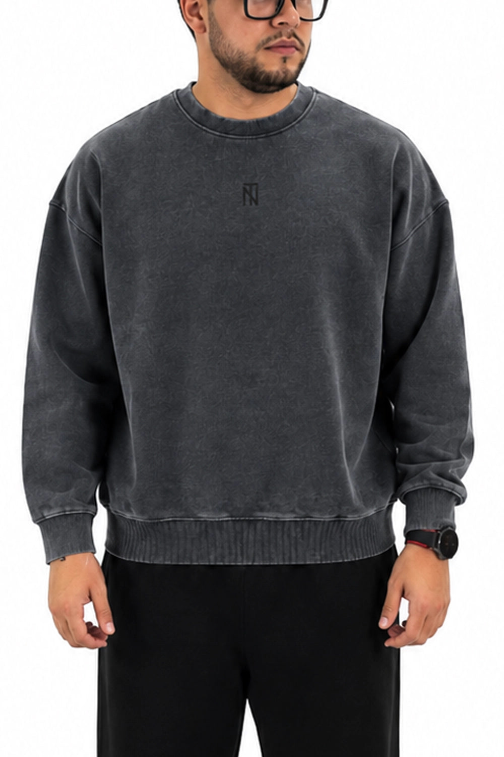 Polerón Crewneck TRINOIR - Negro Desgastado