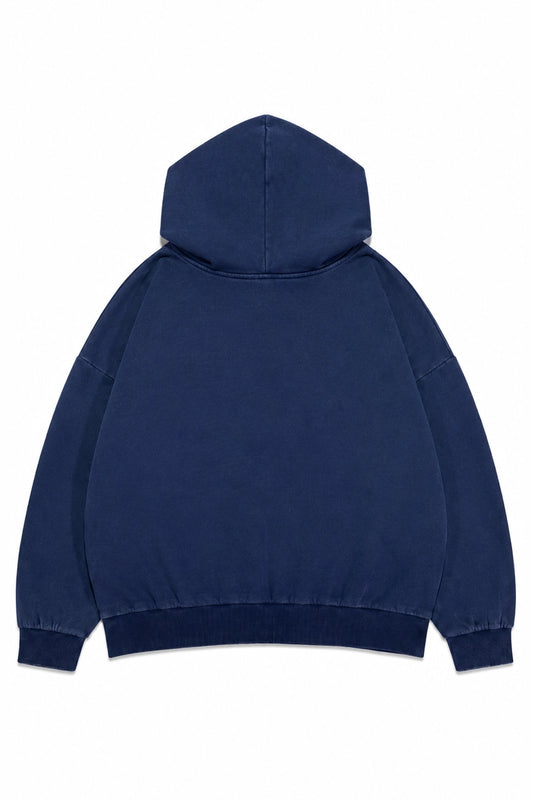 Polerón Hoodie Oversize Boxy Fit - Azul Desgastado
