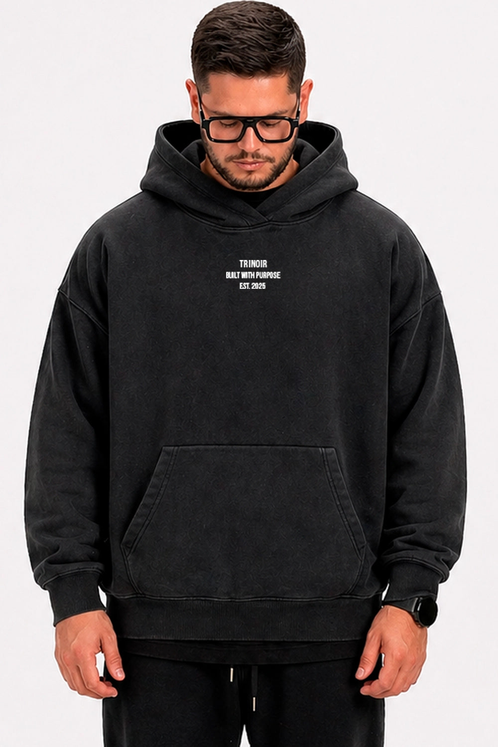 Polerón Hoodie Oversize Boxy Fit - Negro